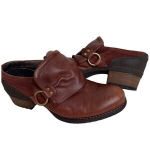 Merrell Shiloh Leather Harness Mule Slip-On Clogs western cowgirl brown 10
